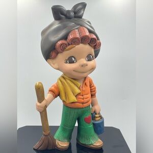 Vintage Atlantic Mold: “Helga” Ceramic Housekeeper Cleaning Lady w/ Hair Curlers